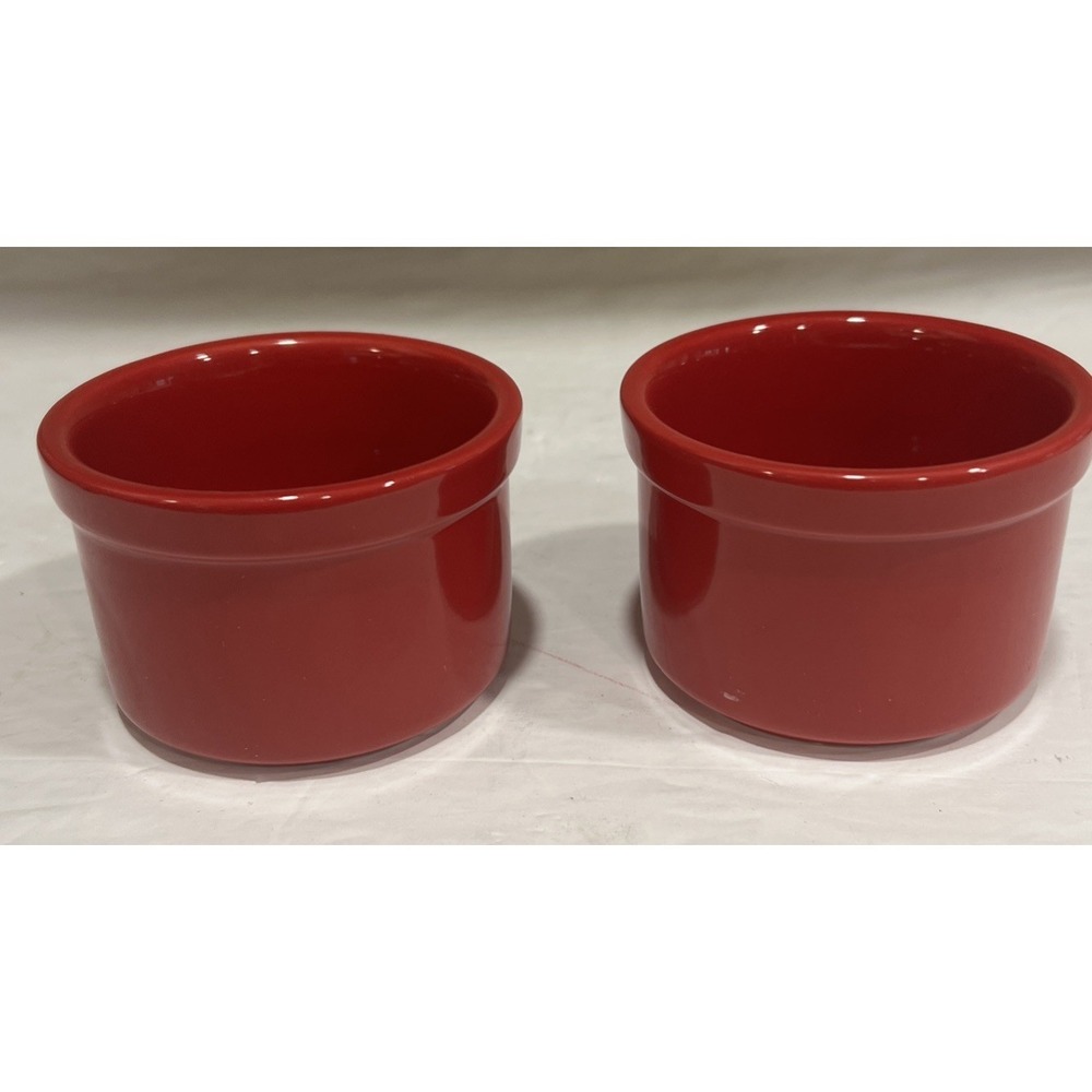 Set Of 2 CUISINART Red‎ 7.5 OZ Ramekin Bowls Dip Custard 3.5"